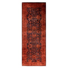 Overdyed Hand-Knotted Wool Modern-Contemporary Pink Runner 3' 1" x 7' 11"