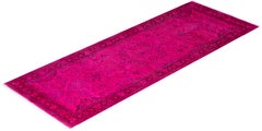 Overdyed Hand-geknüpfte Wolle Modern-Contemporary Rosa Läufer 3' 10" x 10' 3"