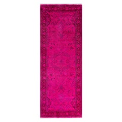 Overdyed Hand-geknüpfte Wolle Modern-Contemporary Rosa Läufer 3' 10" x 10' 3"