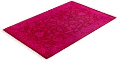 Overdyed Hand-Knotted Wool Modern-Contemporary Pink Runner 3' 2" x 4' 10"