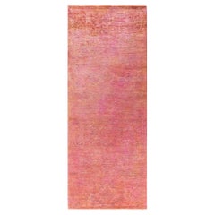 Overdyed handgeknüpfte Wolle Modern-Zeitgenössisch Rosa Läufer 4' 0" x 10' 4"