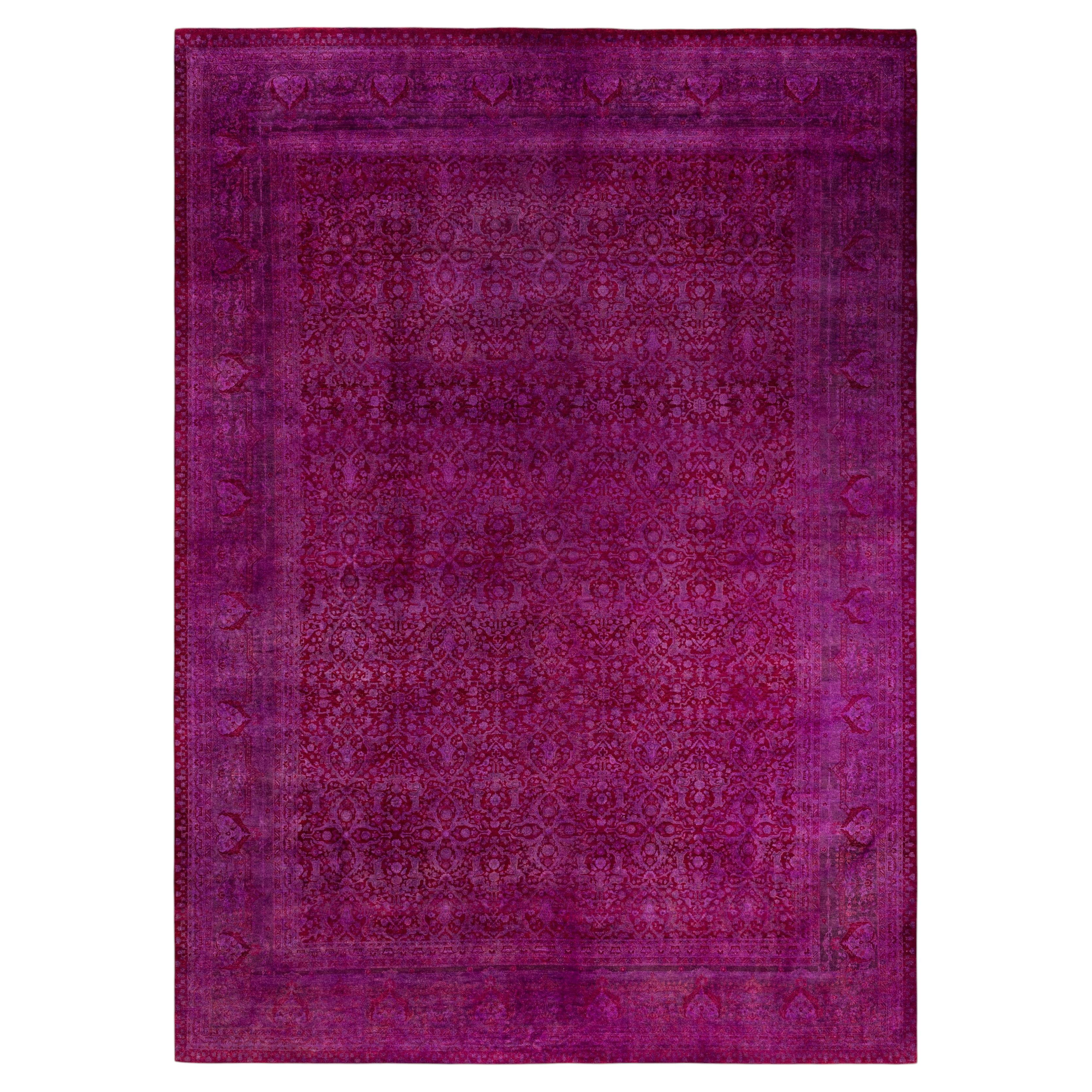 Overdyed Hand-Knotted Wool Modern-Contemporary Purple Area Rug 10' 2" x 13' 10"