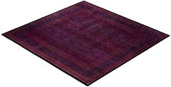 Overdyed Hand-Knotted Wool Modern-Contemporary Purple Area Rug 11' 10" x 12' 3"