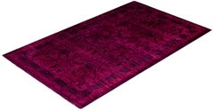 Overdyed Hand-Knotted Wool Modern-Contemporary Purple Area Rug 2' 10" x 5' 1"