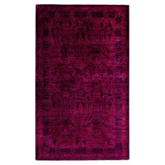 Overdyed Hand-Knotted Wool Modern-Contemporary Purple Area Rug 2' 10" x 5' 1"