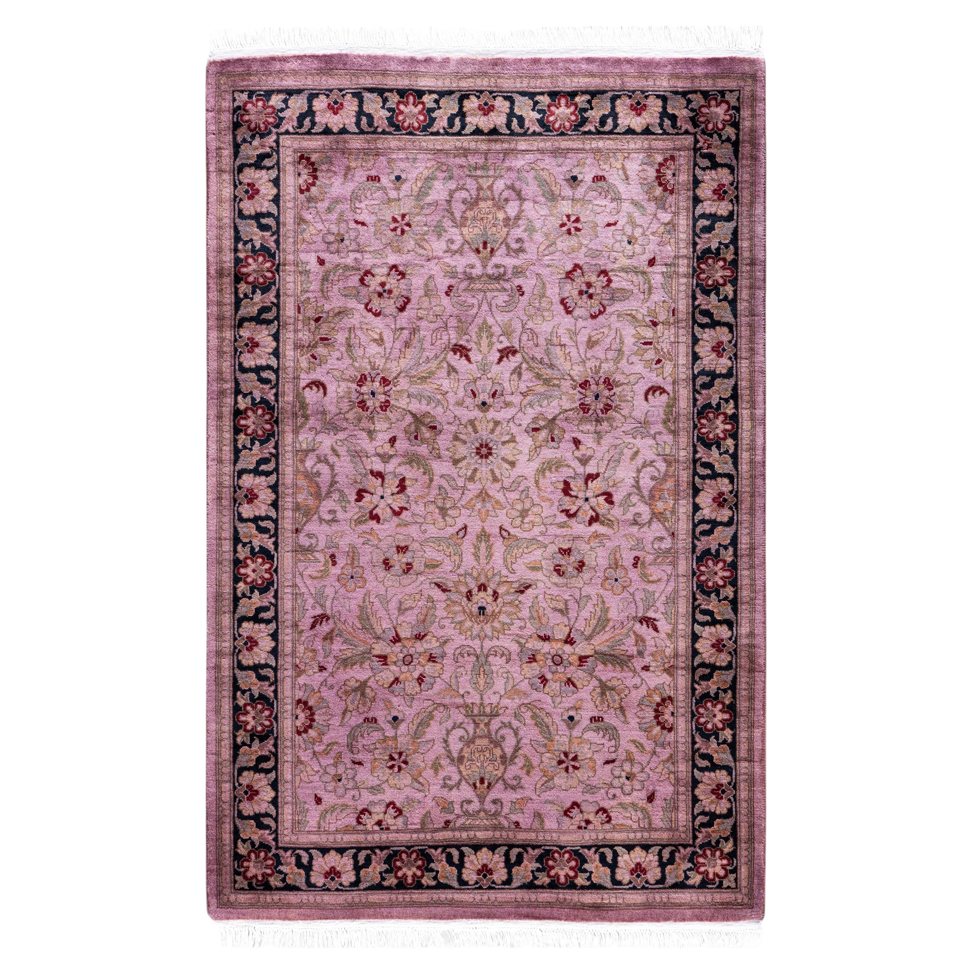 Overdyed Hand-Knotted Wool Modern-Contemporary Purple Area Rug 2' 8" x 4' 1"