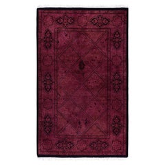Overdyed Hand-Knotted Wool Modern-Contemporary Purple Area Rug 2' 8" x 4' 3"
