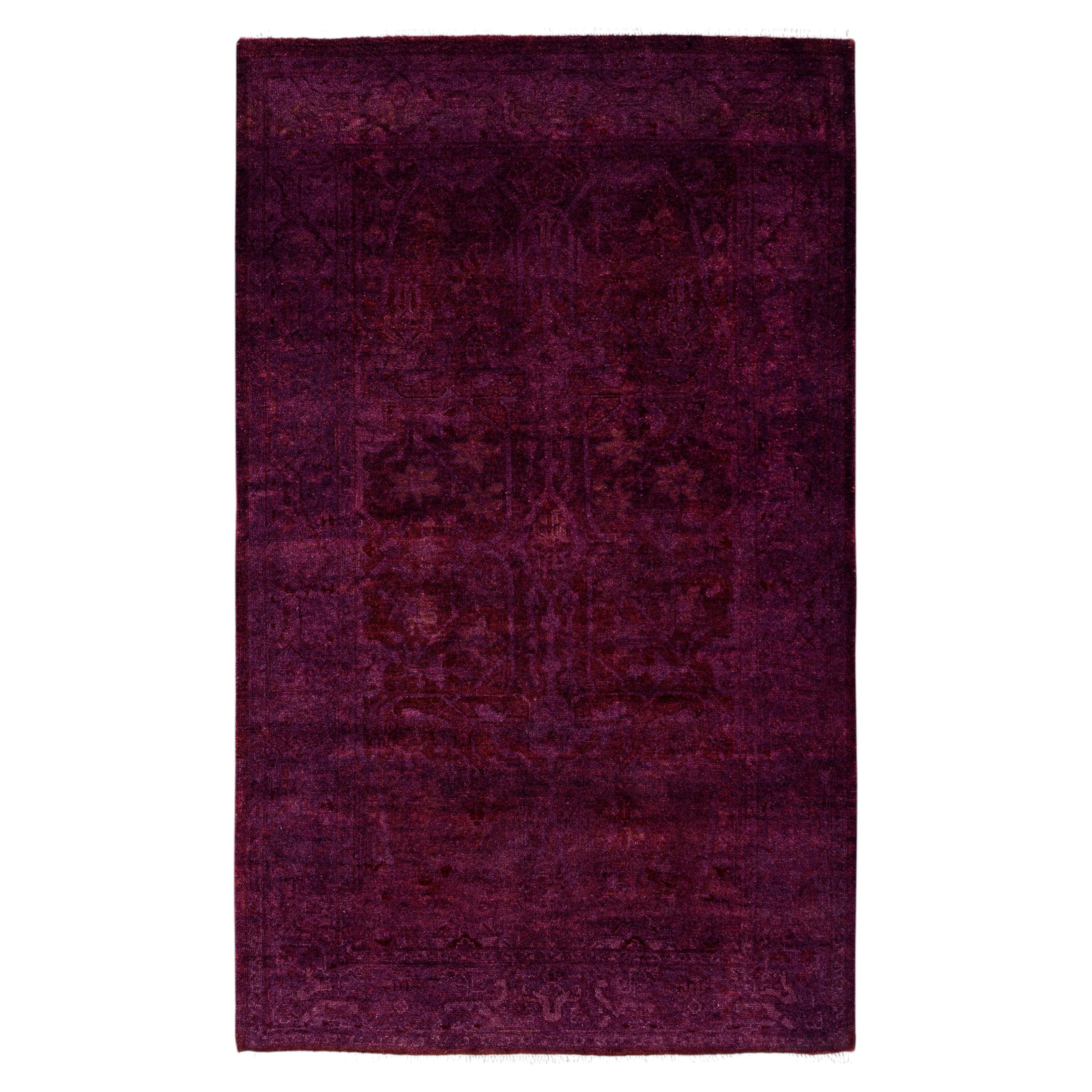Overdyed Hand-Knotted Wool Modern-Contemporary Purple Area Rug 3' 1" x 5' 1"