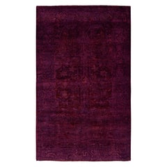 Overdyed Hand-Knotted Wool Modern-Contemporary Purple Area Rug 3' 1" x 5' 1"