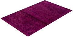 Overdyed Hand-Knotted Wool Modern-Contemporary Purple Area Rug 3' 10" x 6' 2"