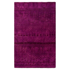 Overdyed Hand-Knotted Wool Modern-Contemporary Purple Area Rug 3' 10" x 6' 2"