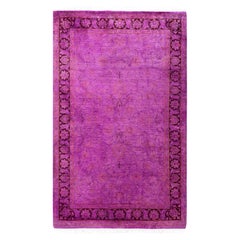 Overdyed Hand-Knotted Wool Modern-Contemporary Purple Area Rug 3' 2" x 5' 0"