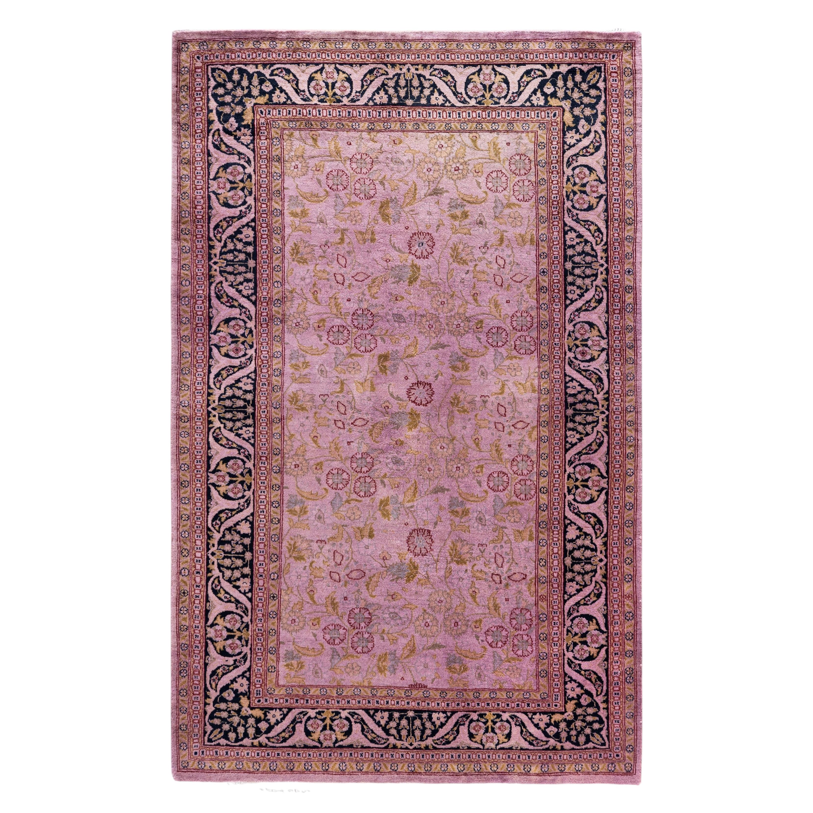 Overdyed Hand-Knotted Wool Modern-Contemporary Purple Area Rug 3' 2" x 5' 1"