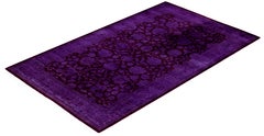 Alfombra de lana anudada a mano teñida de color púrpura moderno-contemporáneo 3' 2" x 5' 3" (3' 2" x 5' 3")