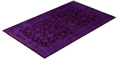 Overdyed Hand-Knotted Wool Modern-Contemporary Purple Area Rug 3' 2" x 5' 4"