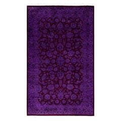 Overdyed Hand-Knotted Wool Modern-Contemporary Purple Area Rug 3' 2" x 5' 4"