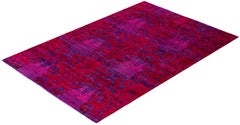 Overdyed Hand-Knotted Wool Modern-Contemporary Purple Area Rug 4' 0" x 5' 10"