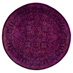 Overdyed Hand-Knotted Wool Modern-Contemporary Purple Area Rug 4' 1" x 4' 1"