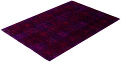 Overdyed Hand-Knotted Wool Modern-Contemporary Purple Area Rug 4' 1" x 5' 10"