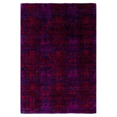 Overdyed Hand-Knotted Wool Modern-Contemporary Purple Area Rug 4' 1" x 5' 10"