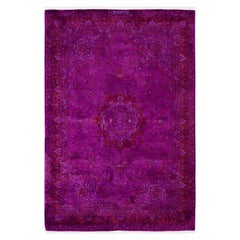 Overdyed Hand-Knotted Wool Modern-Contemporary Purple Area Rug 4' 1" x 6' 1"
