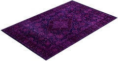 Overdyed Hand-Knotted Wool Modern-Contemporary Purple Area Rug 4' 1" x 6' 5"