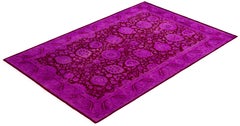 Overdyed Hand-Knotted Wool Modern-Contemporary Purple Area Rug 4' 10" x 7' 3"