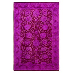 Overdyed Hand-Knotted Wool Modern-Contemporary Purple Area Rug 4' 10" x 7' 3"