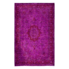 Overdyed Hand-Knotted Wool Modern-Contemporary Purple Area Rug 4' 2" x 6' 3"