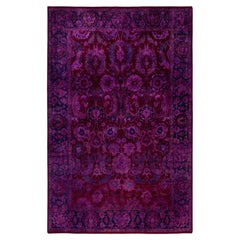 Overdyed Hand-Knotted Wool Modern-Contemporary Purple Area Rug 4' 2" x 6' 4"