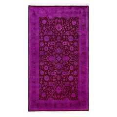 Overdyed Hand-Knotted Wool Modern-Contemporary Purple Area Rug 4' 6" x 7' 9"
