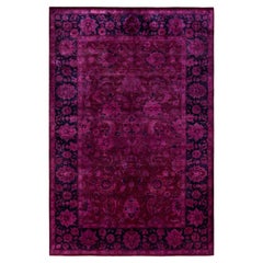 Overdyed Hand-Knotted Wool Modern-Contemporary Purple Area Rug 4' 7" x 7' 2"
