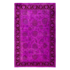 Overdyed Hand-Knotted Wool Modern-Contemporary Purple Area Rug 4' 9" x 7' 2"