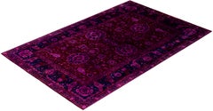 Overdyed Hand-Knotted Wool Modern-Contemporary Purple Area Rug 5' 10" x 9' 6"