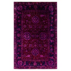 Overdyed Hand-Knotted Wool Modern-Contemporary Purple Area Rug 5' 10" x 9' 6"