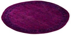 Overdyed Hand-Knotted Wool Modern-Contemporary Purple Area Rug 6' 1" x 6' 1"