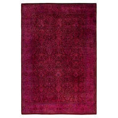 Overdyed Hand-Knotted Wool Modern-Contemporary Purple Area Rug 6' 1" x 8' 11"