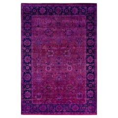 Overdyed Hand-Knotted Wool Modern-Contemporary Purple Area Rug 6' 1" x 9' 0"