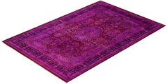 Overdyed Hand-Knotted Wool Modern-Contemporary Purple Area Rug 6' 1" x 9' 2"