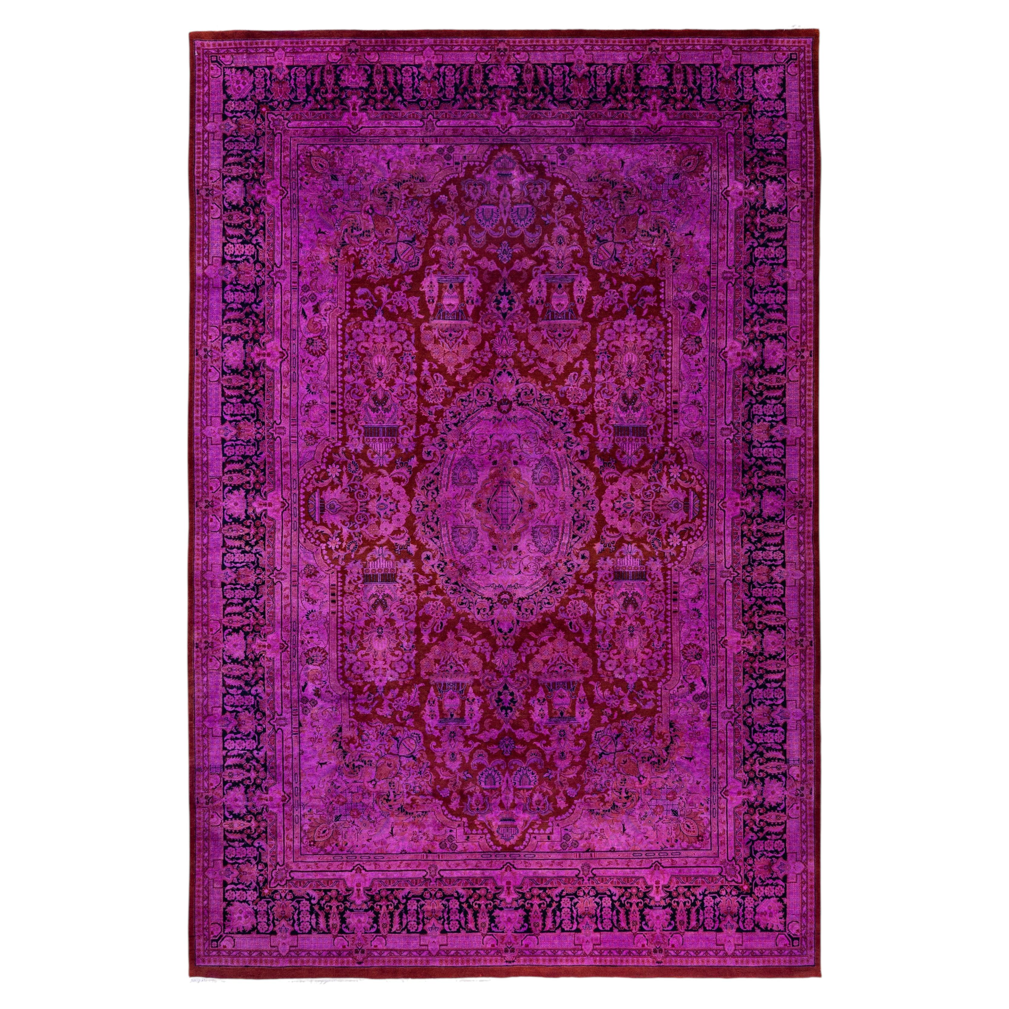 Overdyed Hand-Knotted Wool Modern-Contemporary Purple Area Rug 6' 1" x 9' 2"
