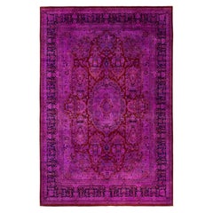Overdyed Hand-Knotted Wool Modern-Contemporary Purple Area Rug 6' 1" x 9' 2"