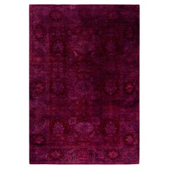 Overdyed Hand-Knotted Wool Modern-Contemporary Purple Area Rug 6' 2" x 8' 9"