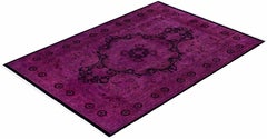 Overdyed Hand-Knotted Wool Modern-Contemporary Purple Area Rug 6' 2" x 9' 0"