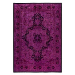 Overdyed Hand-Knotted Wool Modern-Contemporary Purple Area Rug 6' 2" x 9' 0"