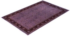 Overdyed Hand-Knotted Wool Modern-Contemporary Purple Area Rug 6' 3" x 9' 7"