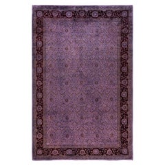 Overdyed Hand-Knotted Wool Modern-Contemporary Purple Area Rug 6' 3" x 9' 7"