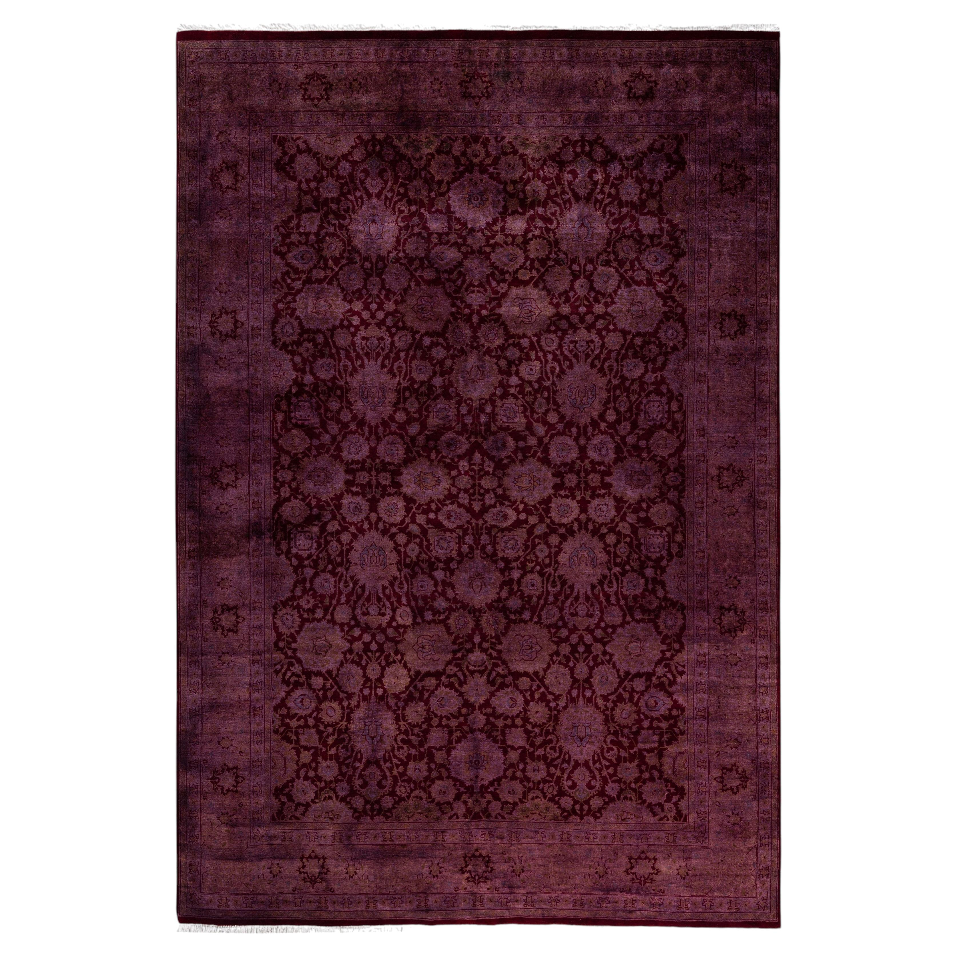 Overdyed Hand-Knotted Wool Modern-Contemporary Purple Area Rug 6' 4" x 9' 3"