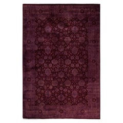 Overdyed Hand-Knotted Wool Modern-Contemporary Purple Area Rug 6' 4" x 9' 3"