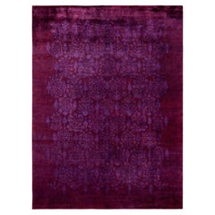 Overdyed Hand-Knotted Wool Modern-Contemporary Purple Area Rug 7' 10" x 10' 7"