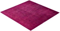 Overdyed Hand-Knotted Wool Modern-Contemporary Purple Area Rug 7' 10" x 8' 4"